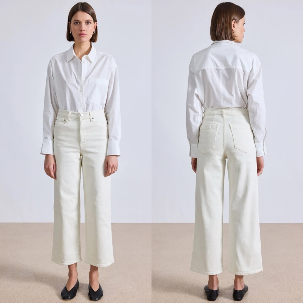 Apiece Apart Merida Cropped Kick Flare Jeans Ecru